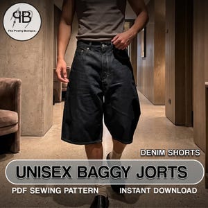 Oversized Jorts Sewing Pattern PDF: Unisex Baggy Denim Shorts (A4 Printable)
