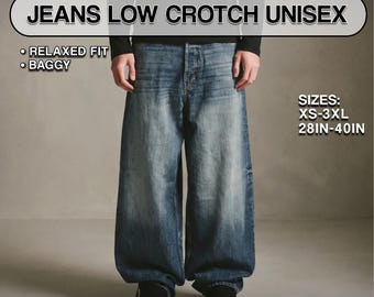 Baggy Jeans Sewing Pattern PDF | Unisex Oversized Wide Leg Low Crotch | Instant Download | Printable Y2K DIY Streetwear