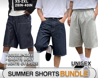 Summer Shorts Sewing Pattern  Bundle | Jorts, Sweat, Double-Knee PDF Unisex (XS–2XL) | A0 & A4 Printable