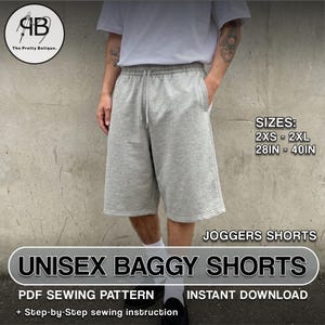 Oversized Shorts Schnittmuster PDF: Unisex Baggy Jorts mit Taschen (XS-XXL Digital Download