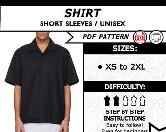 Oversized Short Sleeve Shirt Sewing Pattern | Modern Streetwear Clothes PDF | DIY Fashion