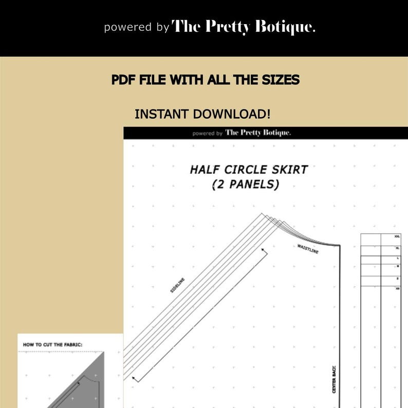 Free Printable Semi Patterns.pdf Half Circle Skirt Sewing Pattern: Elastic Waist, XS-XXL (PDF Pattern ...