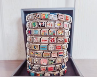 Italian Bracelet, Custom Italy Charms, Personalized Italian Bracelet, Italy Charms