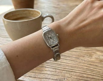 Silver Italian Charm Watch, Personalized Bracelet Style Timepiece