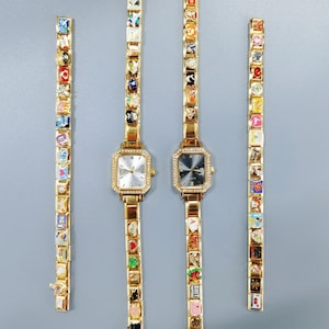 Pulsera italiana de oro, reloj con dijes italianos personalizados, dijes italianos personalizados, reloj pulsera italiano