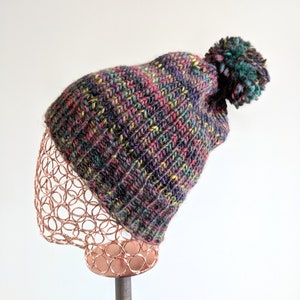 The Jane Knit Wool Chunky Winter Hat in Ziggy Marley with Large Removable Pompom and Ribbed Brim