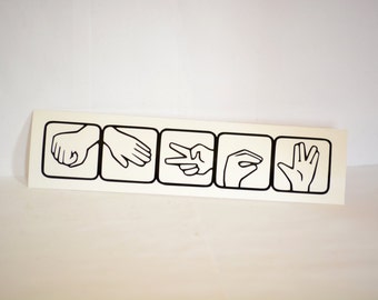 Rock Paper Scissors Lizard Spock Precision Cut Vinyl Car Window Decal Sticker for Big Bang Theory Fans