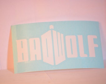 SALE - Badwolf Dr Who Blue Box Logo Precision Cut Vinyl Car Window Decal Sticker for Doctor Who Fans TARDIS Bad Wolf
