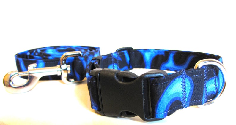 Blue Fire Dog Collar and Leash Set SALE Size M