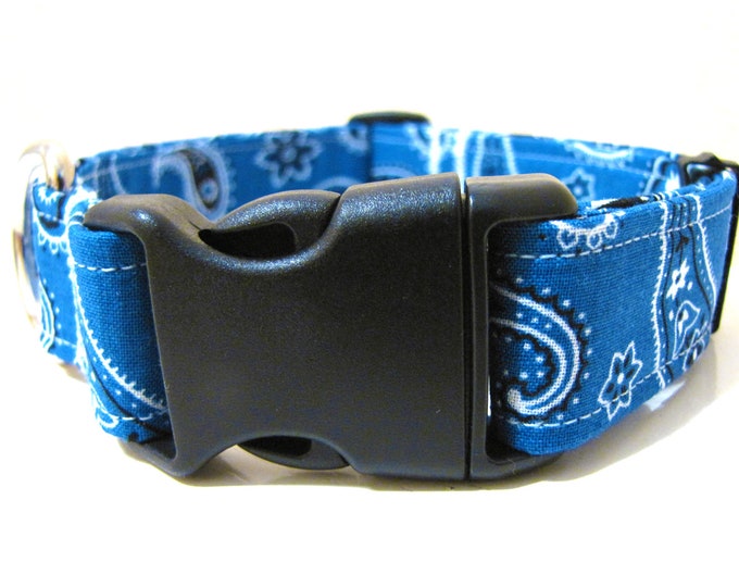 Blue Bandana Dog Collar Size M Etsy