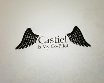 Supernatural Inspired Castiel Is My Co-Pilot Precision Die Cut Vinyl Car Window Decal Sticker for fans of the TV show