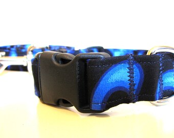 SALE - Blue Fire Dog Collar and Leash Set - Size M
