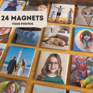 24 Custom Photo Magnets 5×5 cm | Premium Glossy Square Magnet | Personalized Fridge & Locker Magnets | Personalized Gift | Button Magnet