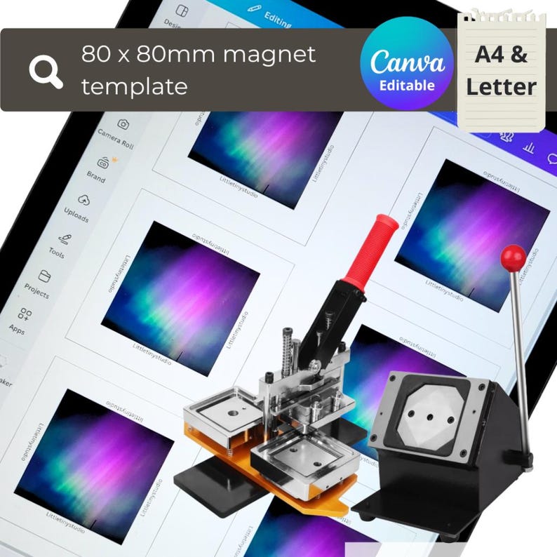 Magnet Template 80x80mm Canva Button Photo Magnet Template Custom ...
