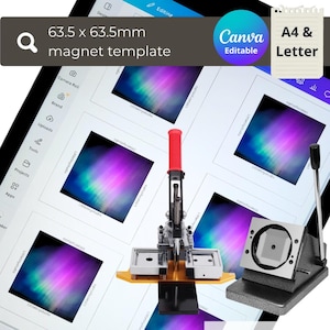 Canva Template 63.5x63.5mm Custom  Photo Magnet Button Magnet Template Fridge Magnet Design Editable Layout for Personalized Fridge Magnets
