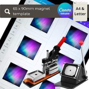 Magnet Template 90x65mm Canva Button Photo Magnet Template Custom Fridge Magnet Design Editable Layout for Personalized Fridge Magnets