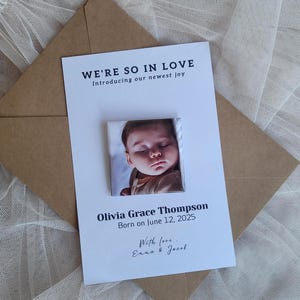 Birth Announcement Magnet with Cardstock | 58mm Premium Round Magnet | Personalized Fridge & Locker Magnets | Cardstock Backer | Keepsake