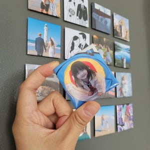 Custom Photo Magnets 5×5 cm | Premium Glossy Square Magnet | Mother, Father Gift, Company Logo | Personalized Gift | Button Magnet