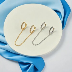Elegant Minimalist Pave Ear Cuff Chain Earring, Diamond Dangle in Gold & Silver, A Must-Have Trendy Ear Accessory For Her!