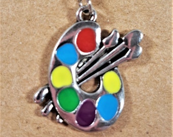 C-160; A Colorful Paint Pallet Charm with a Lobster Clasp Attachment-For the Artist