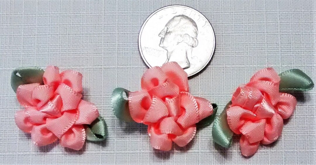 RR-108: Three Dark Peach-orange Ribbon Roses - Etsy