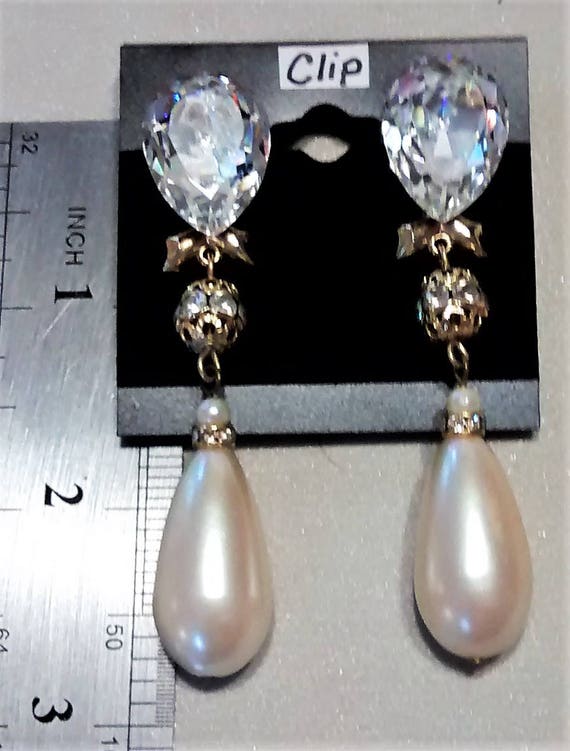 OJE-134; Vintage Crystal, Pearl and Rhinestone Da… - image 2