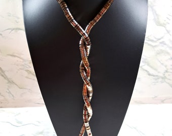 OJN-204; Articulated Bendable Necklace 36" Snake Chain of Multi-Colored Segments from the 1980s Very Attractive