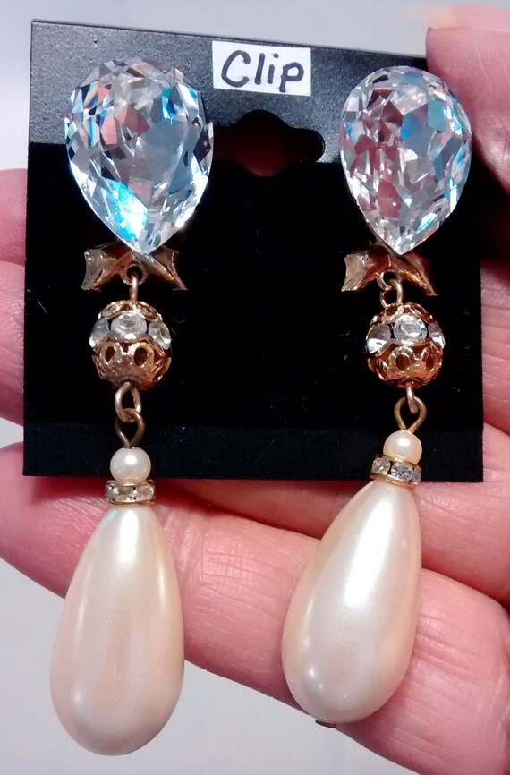 OJE-134; Vintage Crystal, Pearl and Rhinestone Da… - image 4