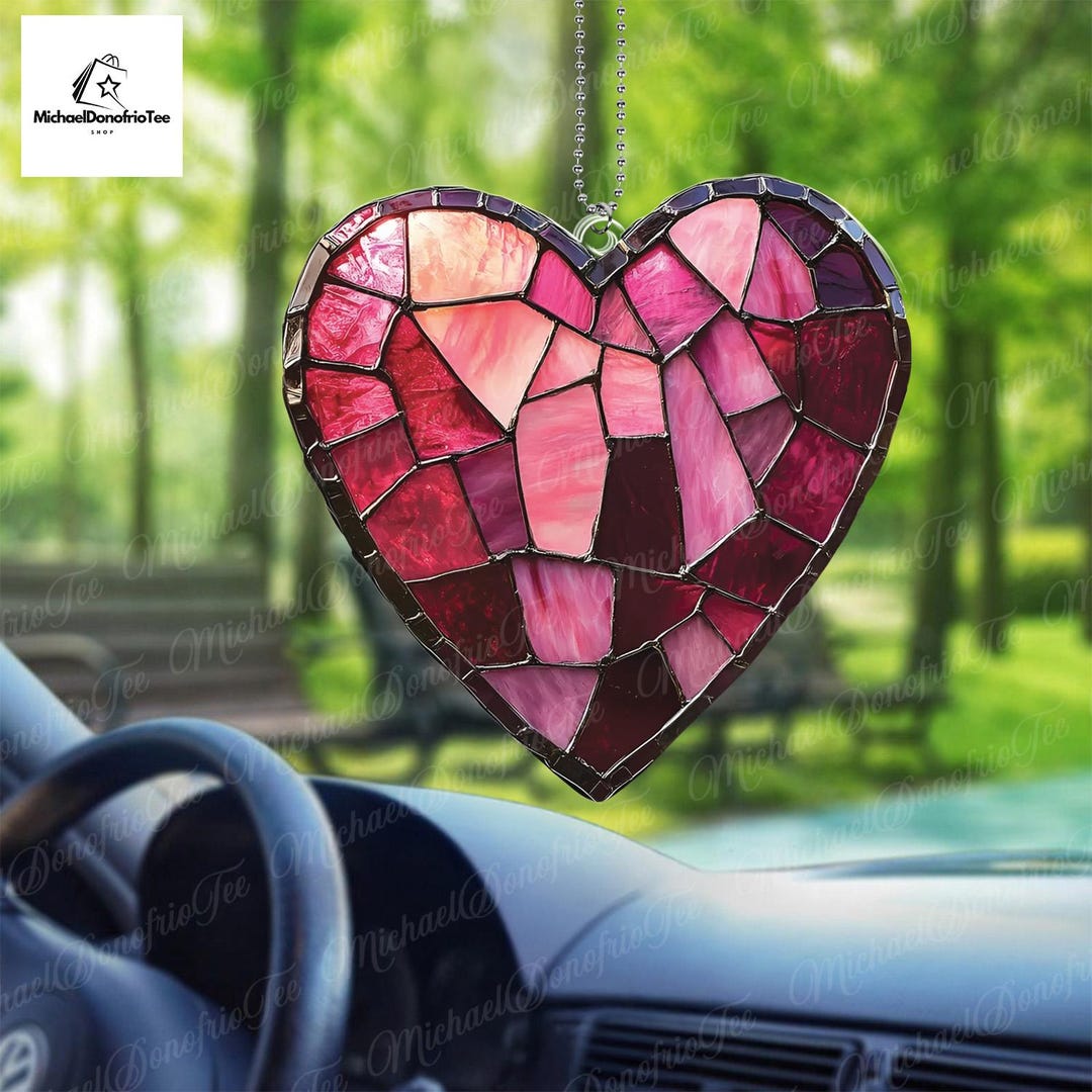 Pink Heart Window Romantic Pink Heart Window Hanging ACRYLIC, Love Decor for Home & Car ...