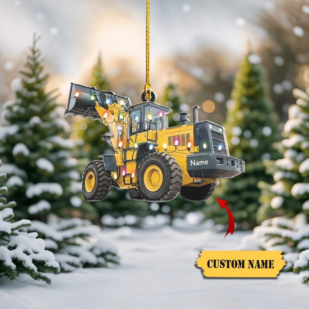 Custom Tractor for Farmer Christmas Ornament 2D, Tractor Christmas Flat Ornament Christmas Gift