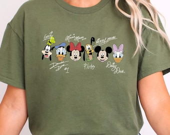 Retro Mickey and Friends Signatures Shirt, Disneyworld Shirt, Disneyland Shirt, Disney Vacation Tee, Disney Family Trip Shirt 232895
