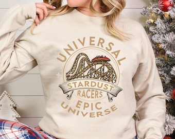 Sudadera vintage de Universal Epic Universe Stardust Racers, sudadera con capucha vintage de parque temático, sudadera con capucha retro de parque temático, cuello redondo de Epic Universe 233423