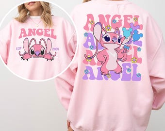 Disney Angel Est 2004 Sweatshirt, Cute Angel Sweatshirt, Floral Stich Angel Hoodie, Disneyland Trip Hoodie, Girly Disney Crewneck 233915