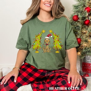 Whimsical Christmas Tree Shirt, With Dog Max Whoville Tree Shirt, Whimsical Green Star Tree Christmas Tree Shirt, Tee 232312