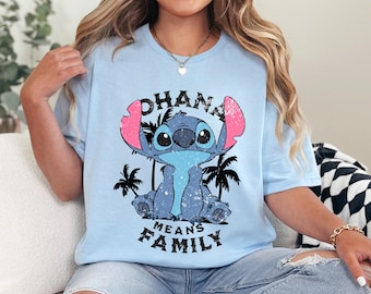 Camiseta Ohana de Stitch de Disney, camiseta Ohana significa familia de Stitch, camiseta con un lindo retrato de Stitch, camiseta de verano de Disney, camiseta de verano de Stitch 233352
