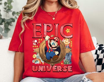 Super Mario Epic Universe Shirt, Mario Luigi Princess Peach Epic Universe Family Shirt, Matching Family Vacation Tees 233412