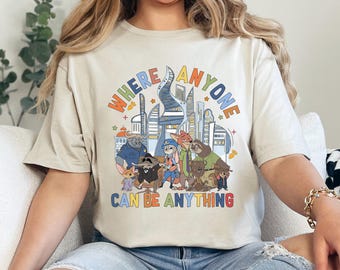Disney Zootopia City Skyline Shirt, Where Anyone Can Be Anything Tee, Nick Wilde Judy Hopps Animal Kingdom Shirt, Disney Zootopia Tee 234533