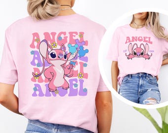 Disney Angel Est 2004 Shirt, Cute Angel Shirt, Floral Disney Stich Angel Shirt, Disneyland Trip Shirts, Girly Disney Shirt 233915