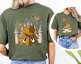Disney Chip and Dale Shirt, Disney Castle Balloon Tee, Cute Matching Disney Shirt, Tea Cup Disney Tee, Double Trouble Chipmunks Shirt 233546