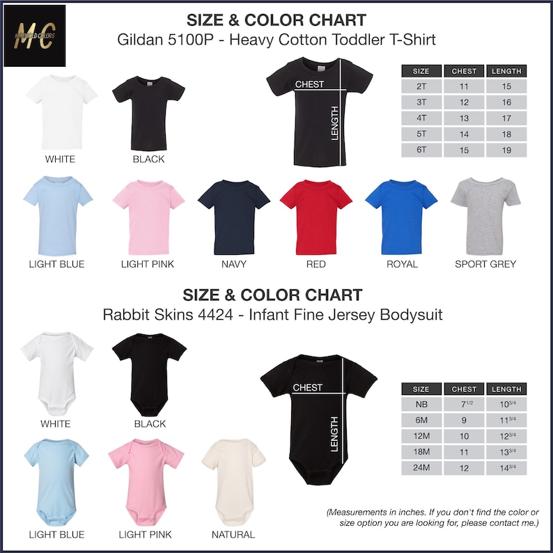 the sizes and colors of a t - shirt