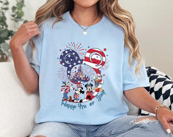 Mickey & Friends Happy 4th Of July Shirt, Retro Disney Fourth Of July Shirt, Happy 4th Of July, Disney Family Trip Tee 232948