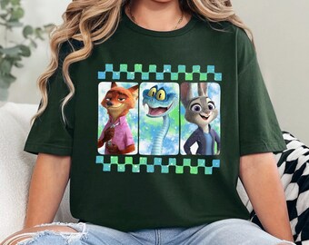 Checkered Disney Zootopia 2 Shirt, Judy Hopps Nick Wilde Gary De'Snake Shirt, Disneyland Zootopia Shirt 234507