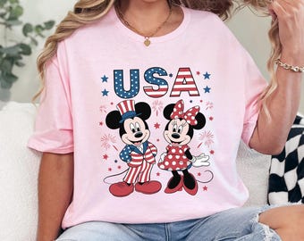 Mickey and Minnie USA Shirt, Disney American 4th of July Shirts, Fourth of July Disney Tee, 4th Of July Patriotic Shirt 232950