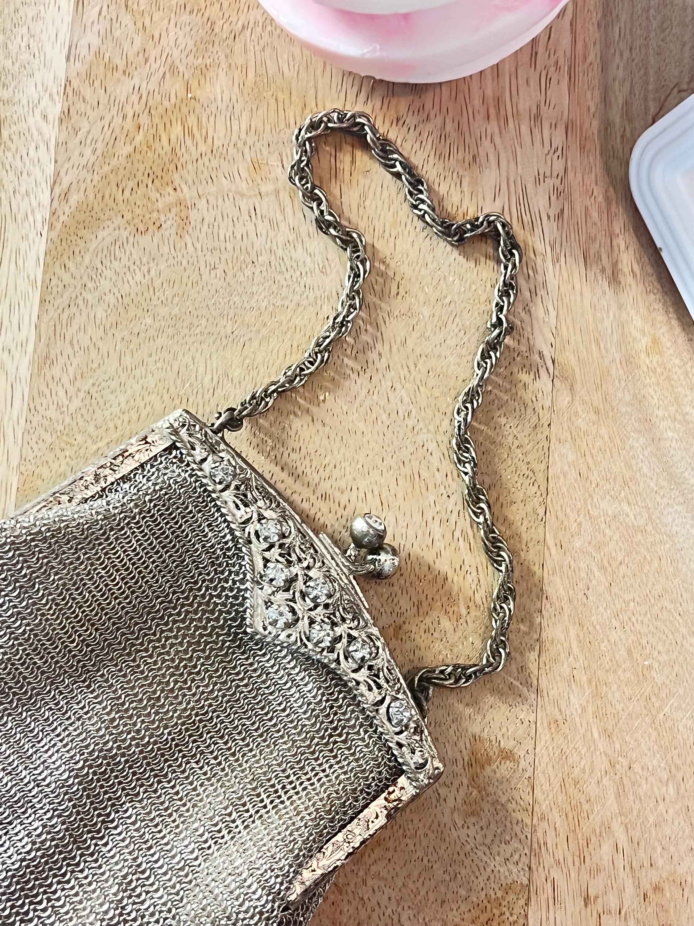 Vintage Silver Mesh Coin Purse With Intricate Engraved Design Elegant ...