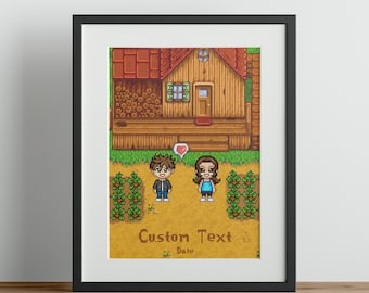 Póster personalizado de Stardew Valley para parejas, descarga de póster personalizado de Stardew Valley, arte pixelado para parejas, regalo personalizado para parejas