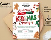 Kidsmas Christmas Invitation, Kids Holiday Party Invitation, Children's Christmas Party Invite, Editable Christmas Invitation, WSCH01