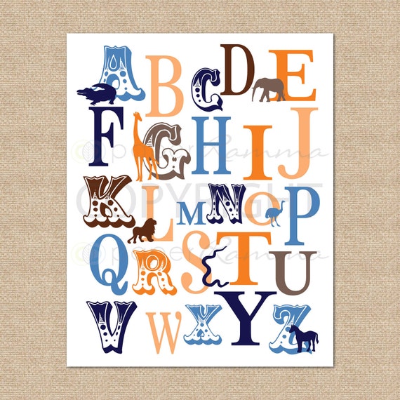 items similar to abc typography safari alphabet print archival