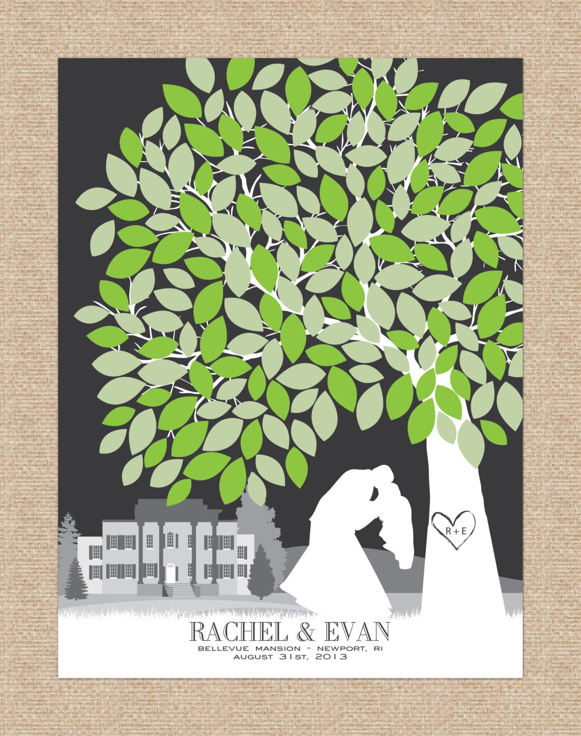 Canvas Wedding Tree Guest Book // Personalized Skyline & Etsy