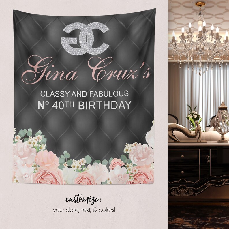 Chanel Theme Party 40th Birthday Party Backdrop 40th Etsy