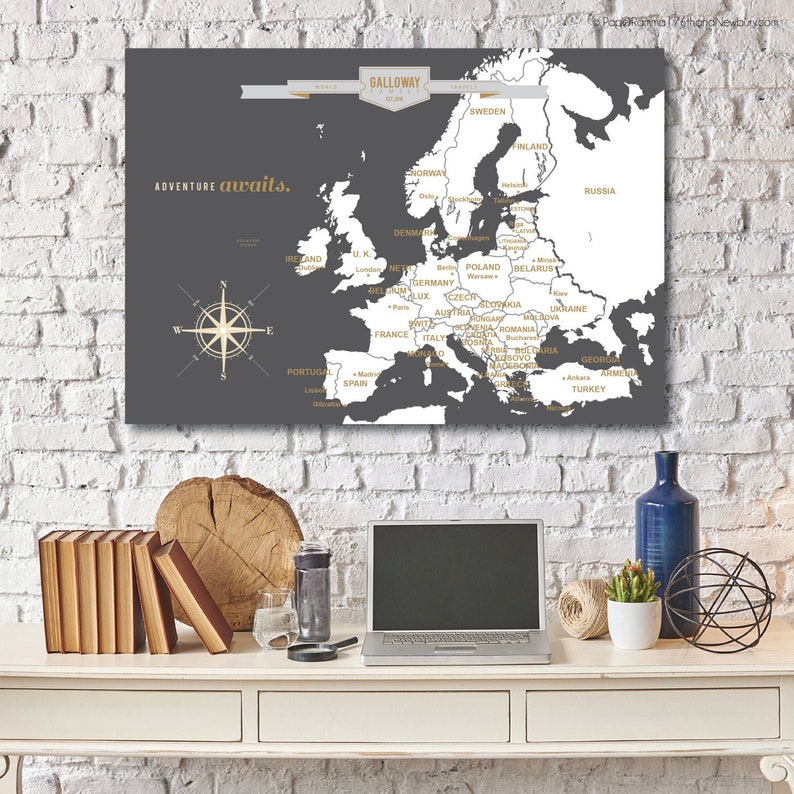 Europe Push Pin Map Europe map pillow | Etsy